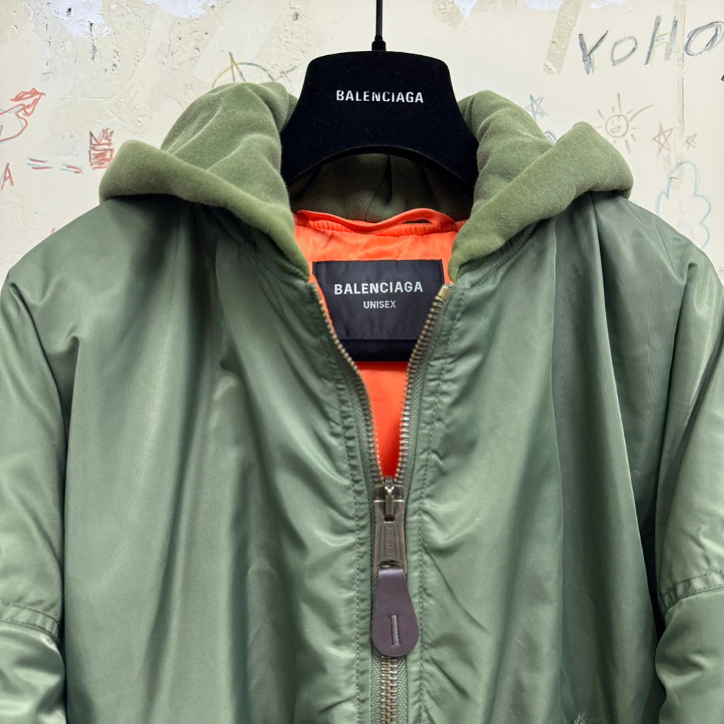 Balenciaga Men's Women's Solid Color Hooded Aviator Jacket Logo Zipper Long Sleeve Jacket #74564