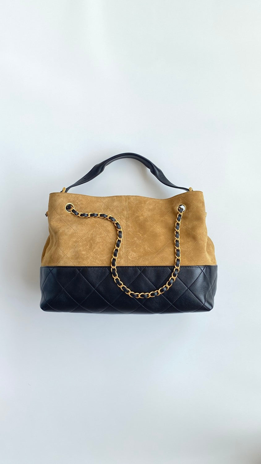 Chanel Women's Colour Blocking Suede Leather Patchwork Chain Shoulder Handbag Bag Bags #76918