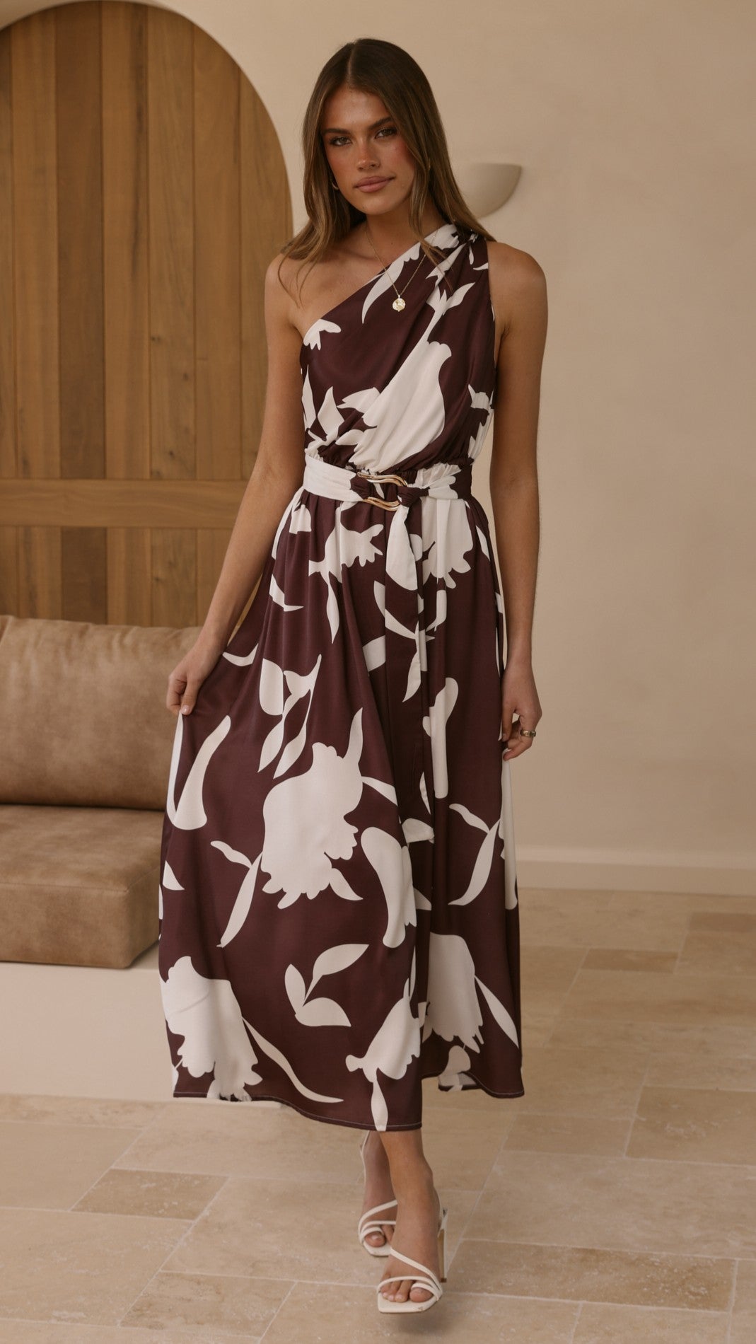 Hadas Maxi Dress - Chocolate/White Print