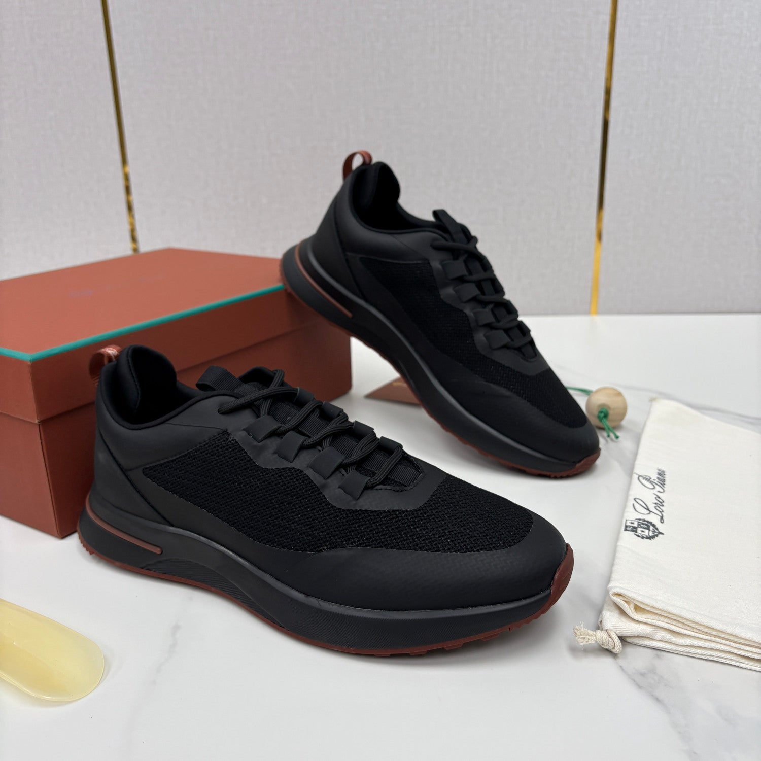 Loro Piana Week End Walk Mesh Cowhide Suede Casual Sneakers #381648