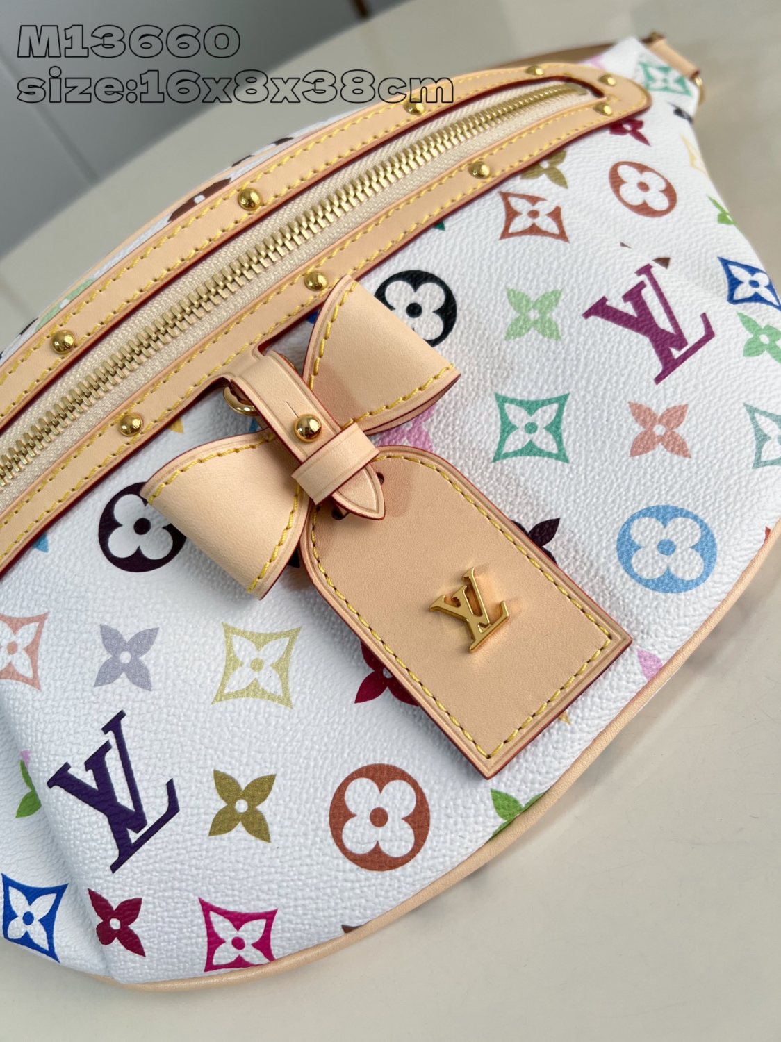 Louis Vuitton LV x TM High Rise Women's Colorful Monogrammed Zipper Closure Coated Canvas Leather Trimmed Belt Bag Bags #75436