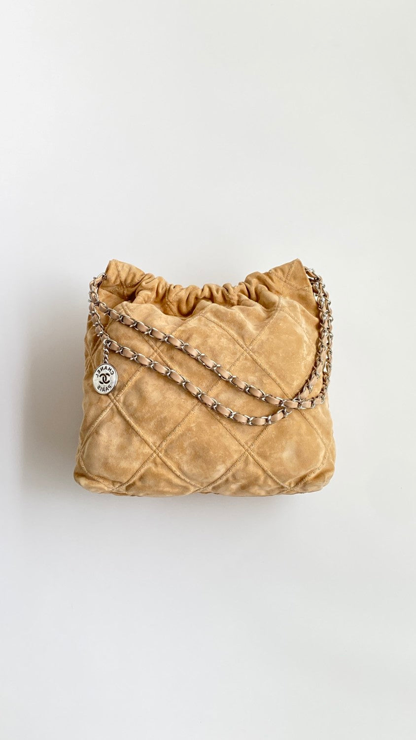 Chanel Women's Solid Colour Chain Shoulder Strap Suede Leather Studded Quilted Design Shoulder Tote Bag Bags #76948