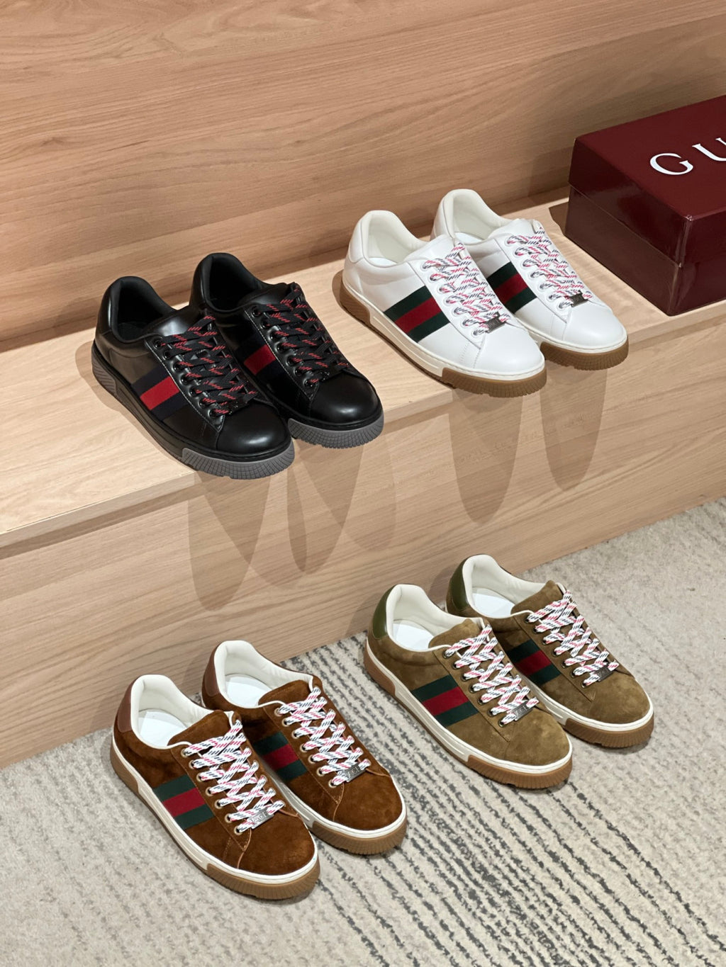 GUCCI Men's Gucci Ace sneaker with Web suede #337178
