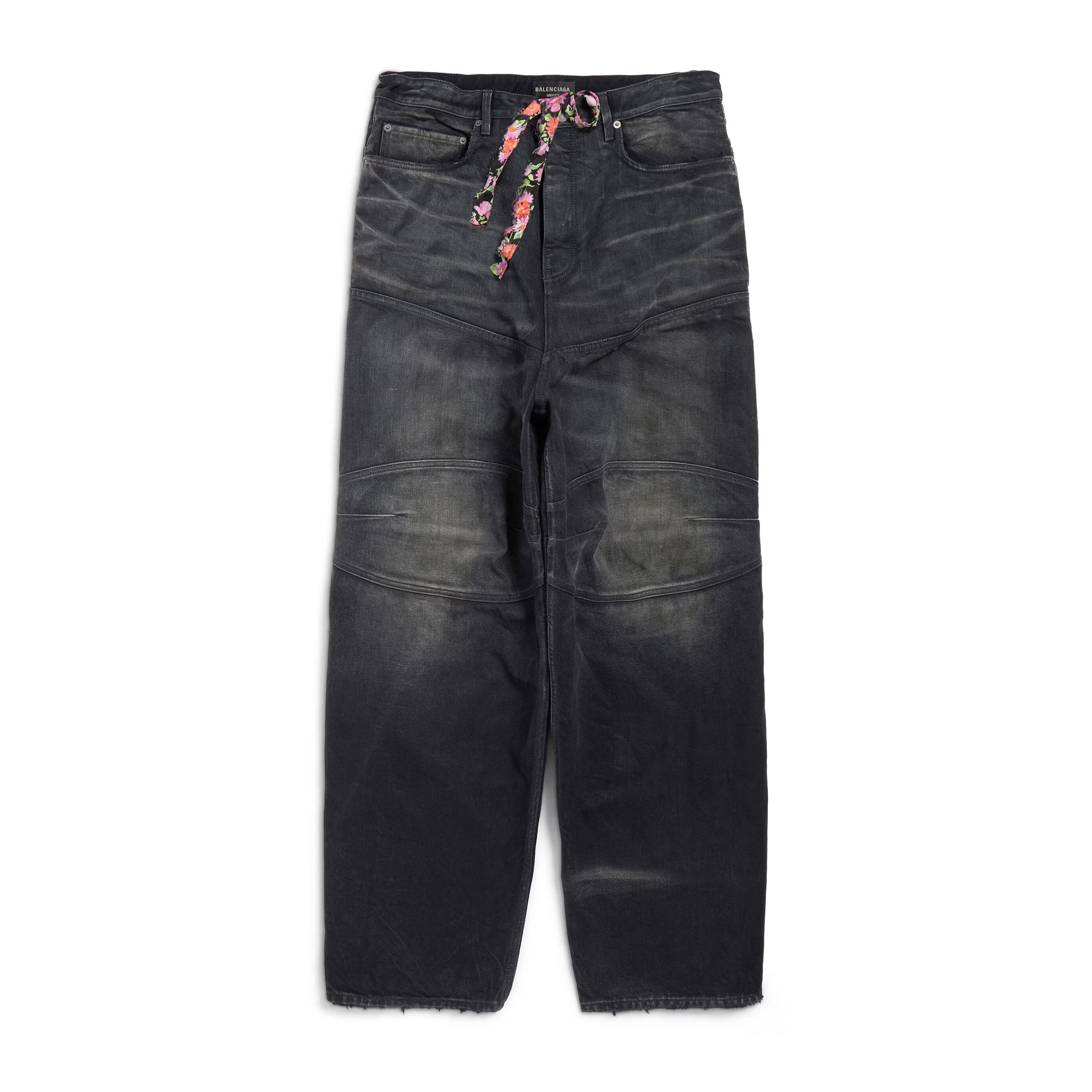Balenciaga Men's Drawstring Loose Jeans Four Seasons Cotton Solid Color Casual Pants Ngvp #1513