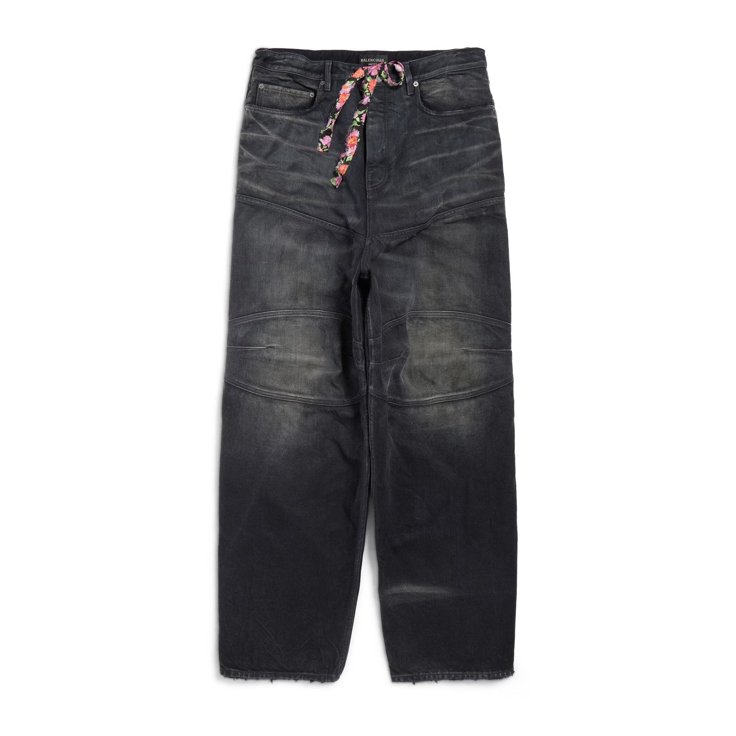 Balenciaga Men's Drawstring Loose Jeans Four Seasons Cotton Solid Color Casual Pants Ngvp #1513