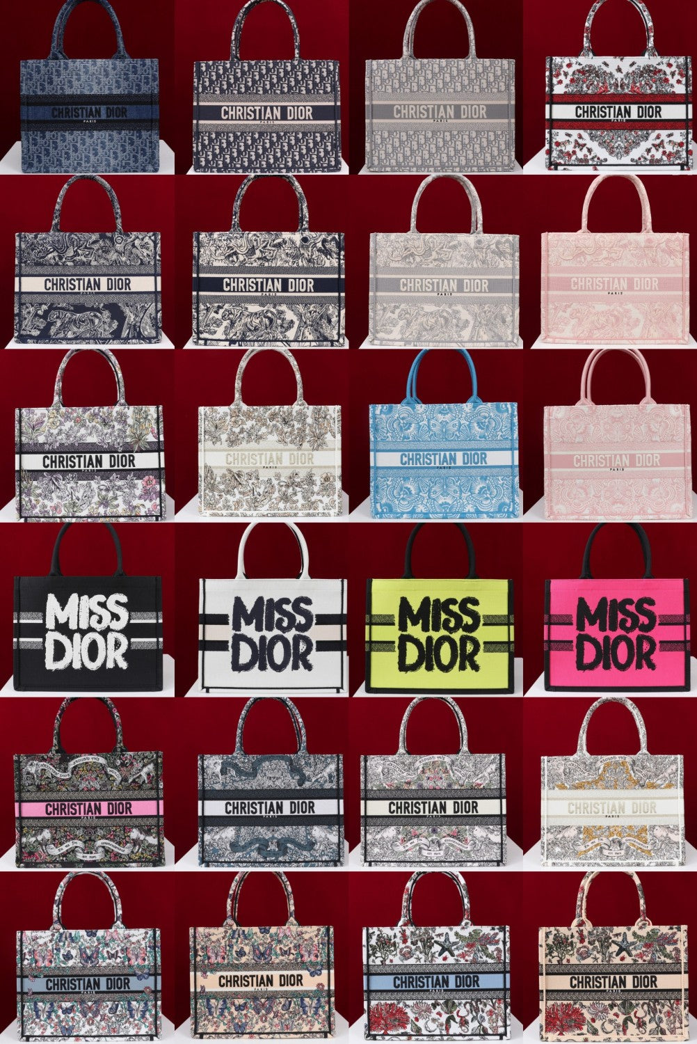 Dior Book Tote Women's Pattern Printed Embroidered Letter Printed Tweed Canvas Tote Bag Bags (please Contact Customer Service For Colour Selection Before Purchase) #76615