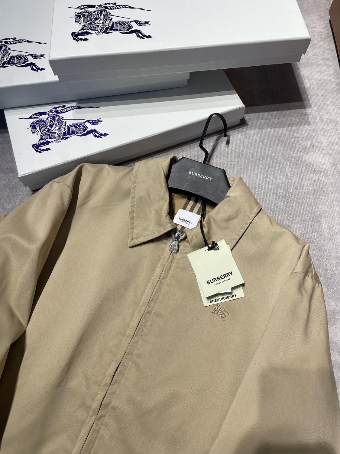 Burberry Men's Autumn and Winter Solid Color Logo Embroidery Zipper Casual Long Sleeve Cotton Jacket #73199