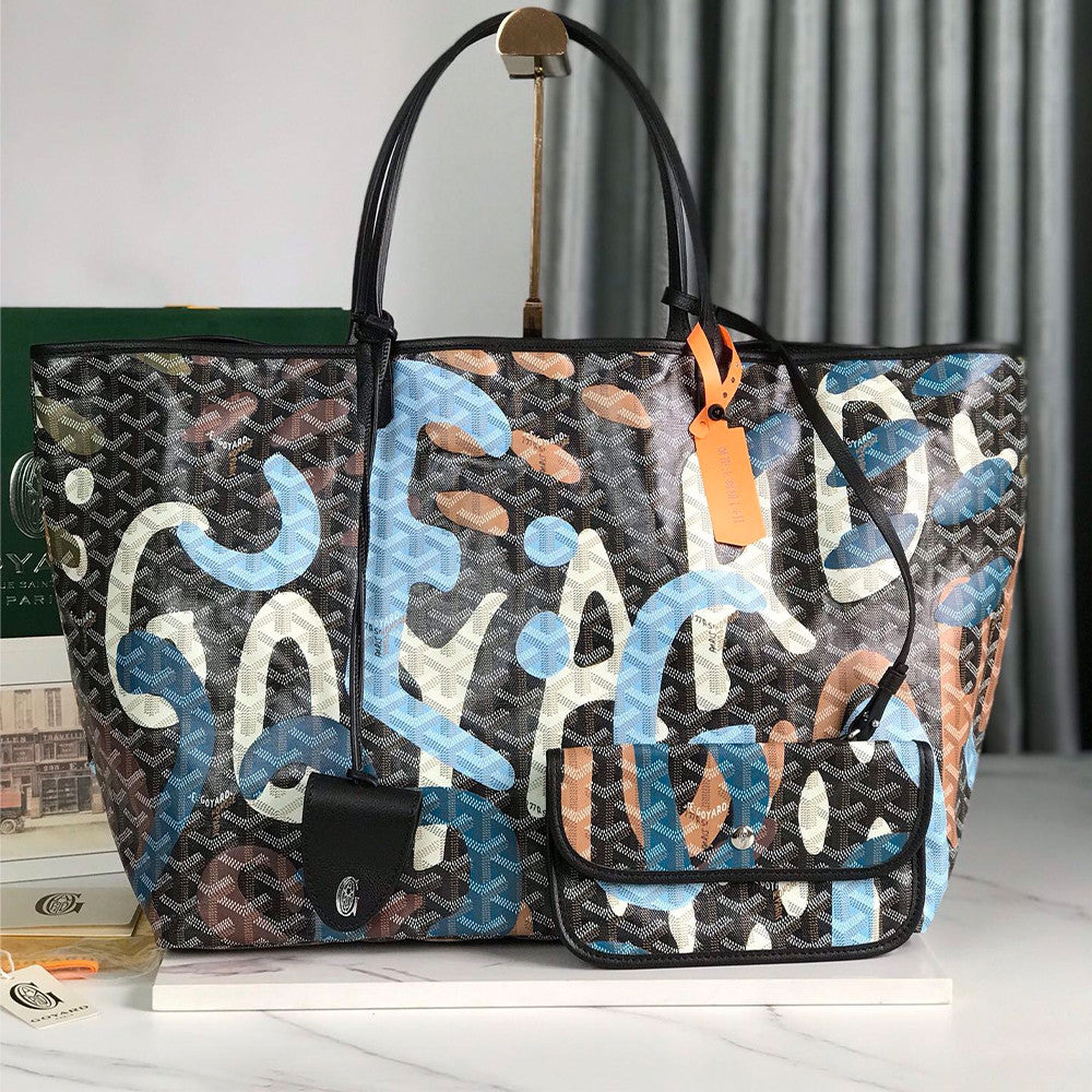 Goyard 170th Anniversary Special Limited Edition Three-tone Forest Green Saint Louis Large Tote Bag (canvas & Chevroches Calfskin) Bag Bags #196798