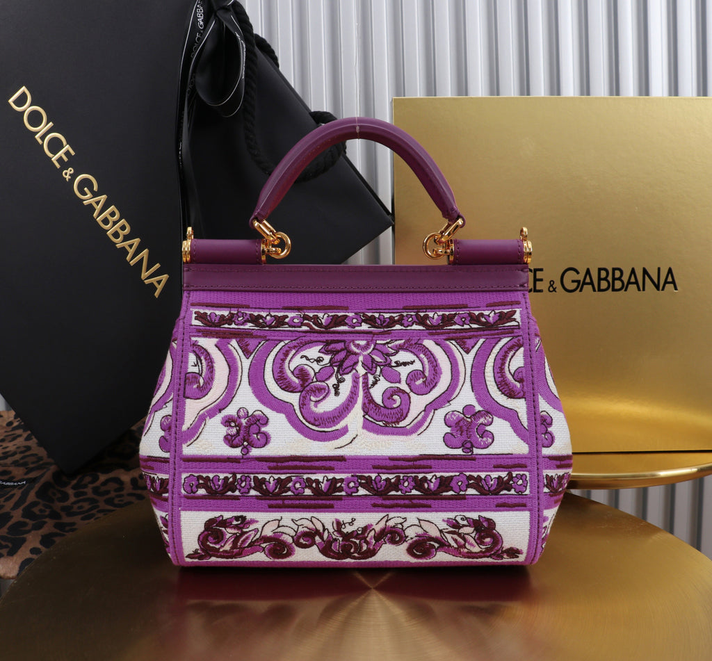 Dolce&Gabbana Majolica Embroidery Sicily Small Handbag Women's Classic Embroidered Spring/summer Tote With Chain Strap And Crossbody Strap Bag Bags #197030