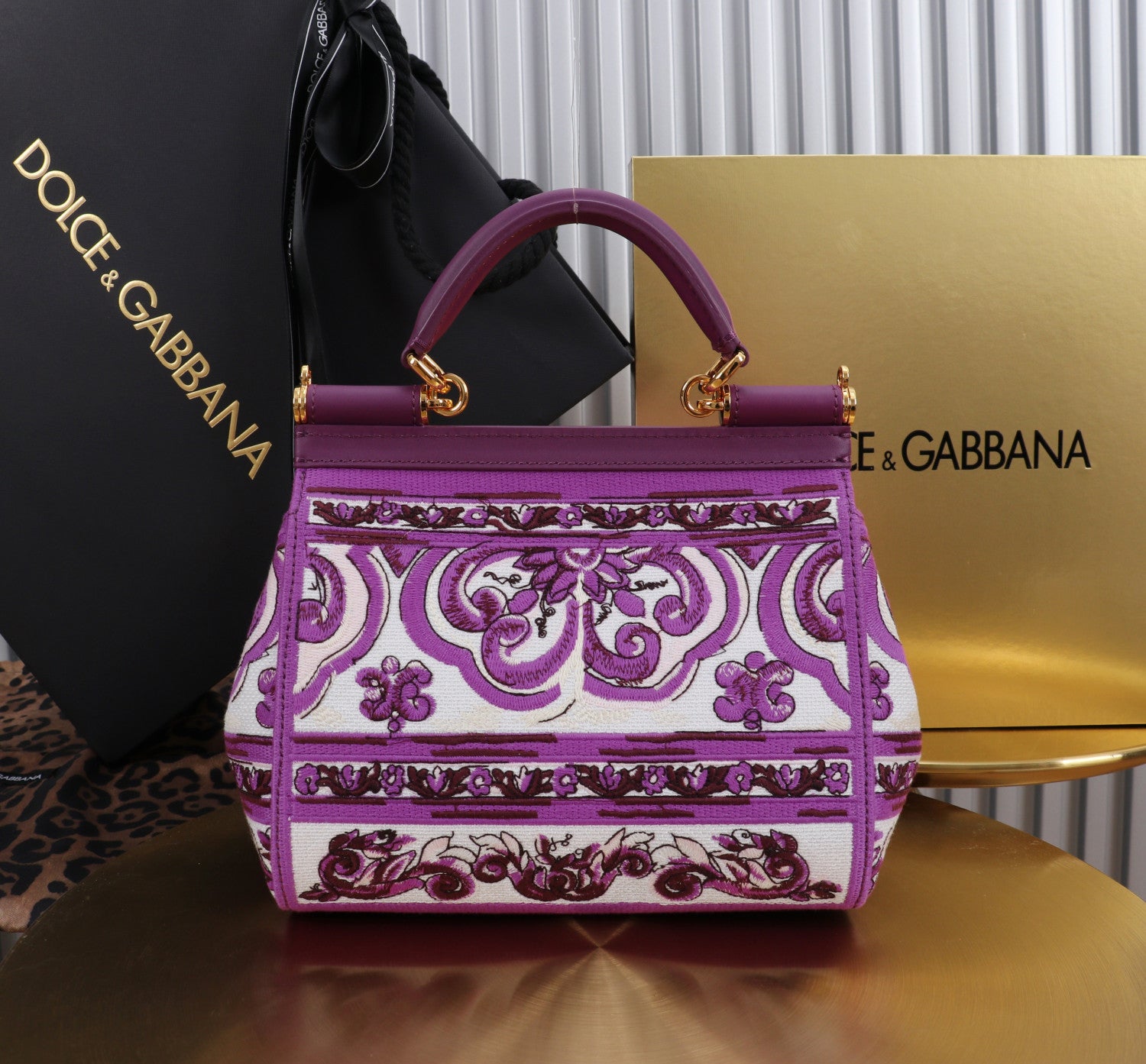 Dolce&Gabbana Majolica Embroidery Sicily Small Handbag Women's Classic Embroidered Spring/summer Tote With Chain Strap And Crossbody Strap Bag Bags #197030