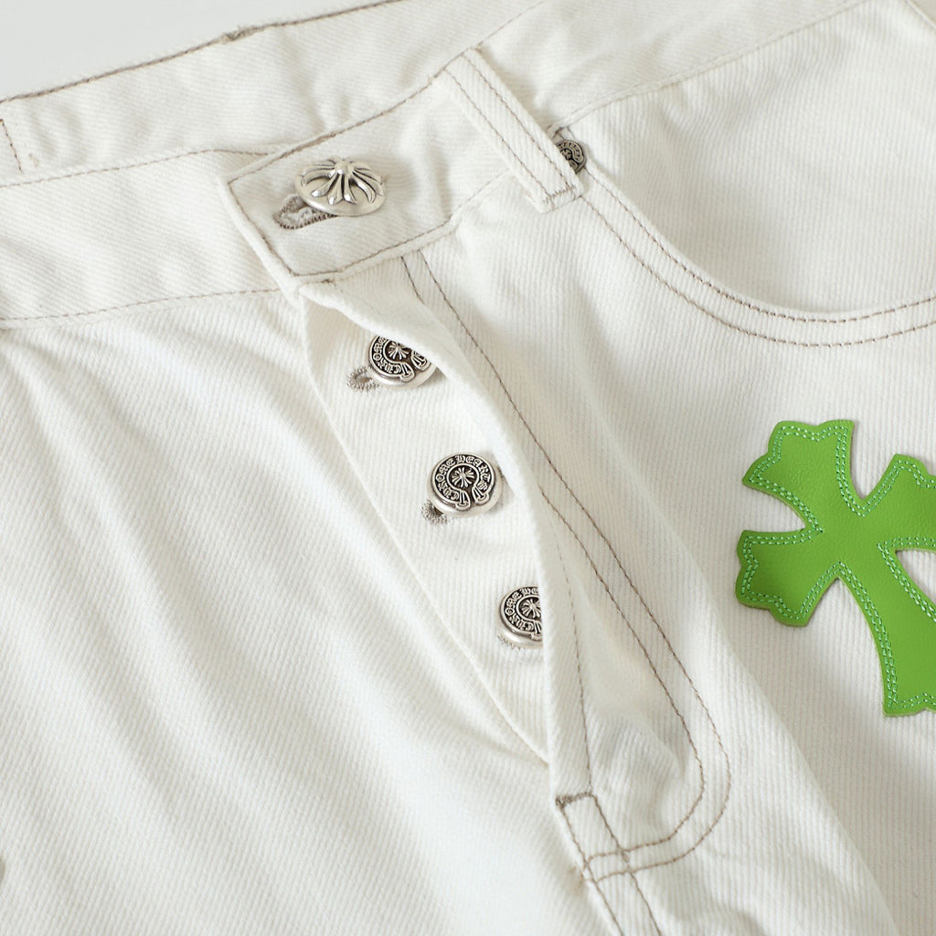 Chrome Hearts Graffiti White Denim Jeans Pants #96784