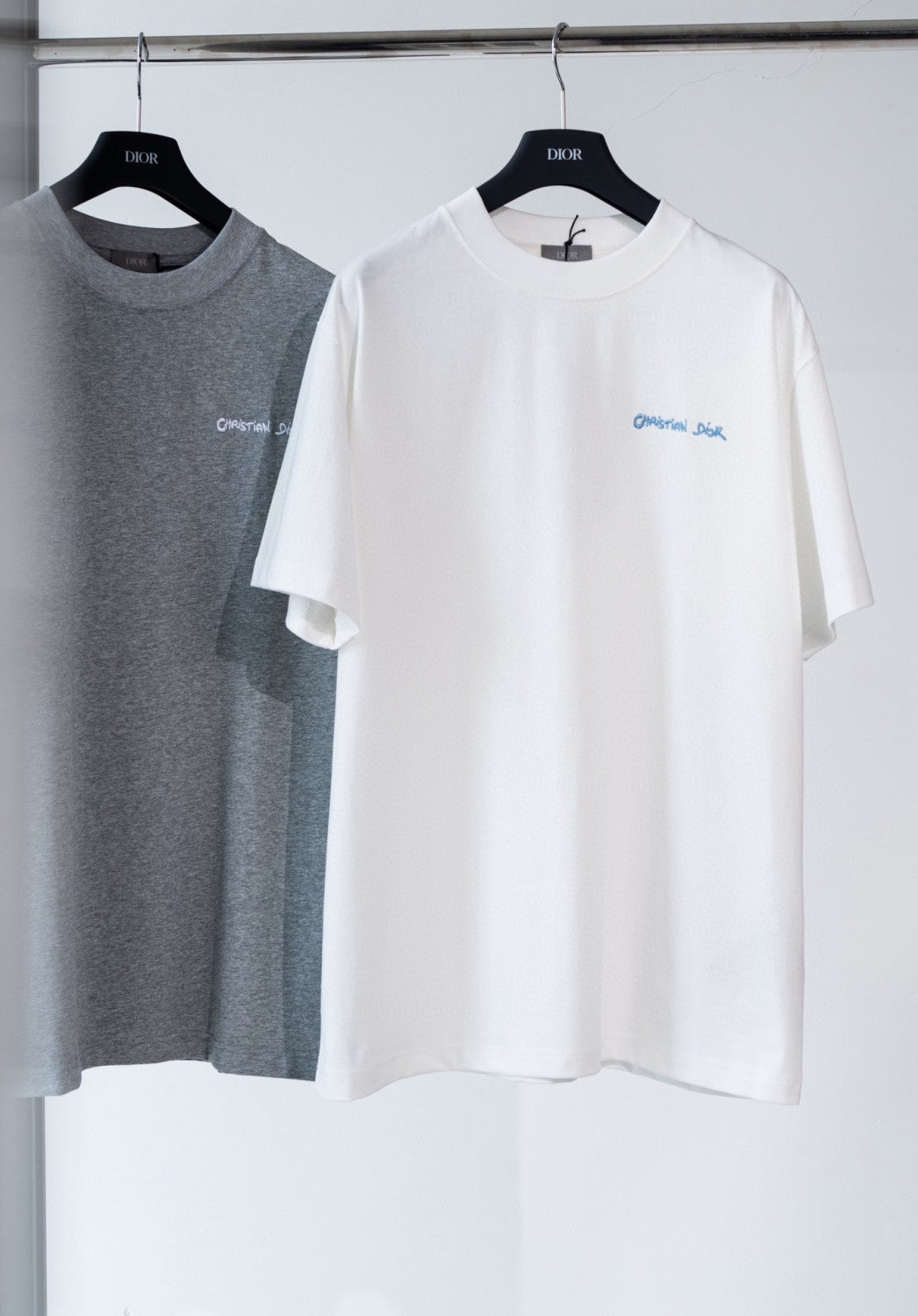 Dior Men's Summer Solid Color Embroidered Letter Logo Round Neck Cotton Short Sleeve T-Shirt #72899