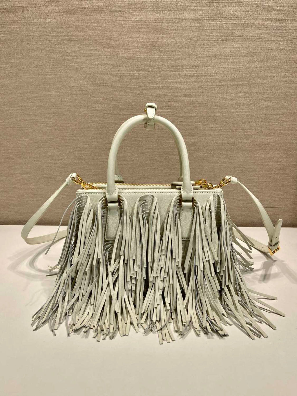 Prada Galleria Women's Solid Colour Metal Engraved Logo Tassel Design Calfskin Shoulder Bag Crossbody Bags Handbag #77979