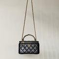 Chanel Women's Retro Vanity Series Solid Color Double C Adjustable Buckle Plaid Leather Shoulder Crossbody Casual Cosmetic Bag Bags #77895