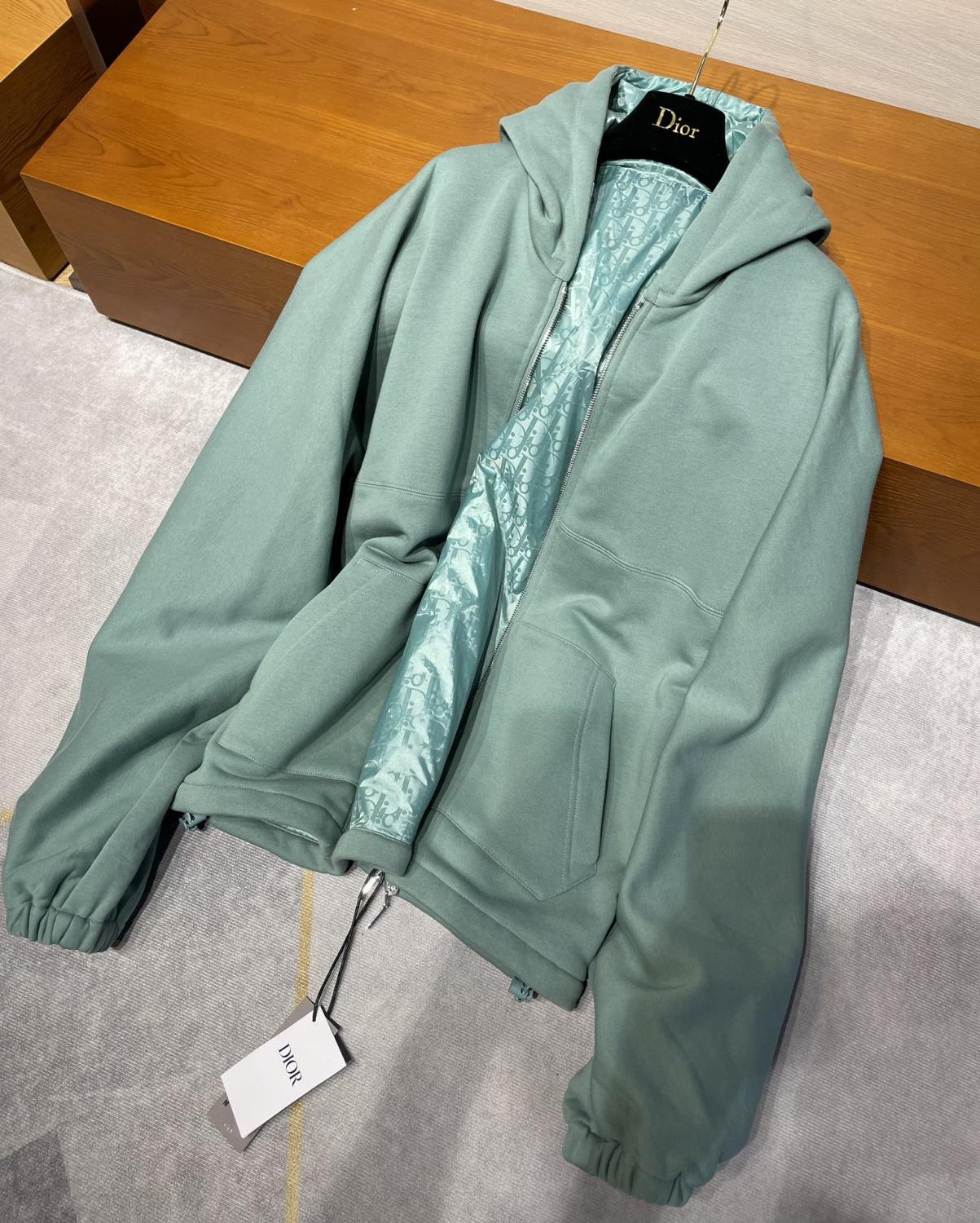 DIOR Men's Spring Autumn Solid Colour Letter Printed Reversible Wearable Zip Hooded Long Sleeve Jacket #76629