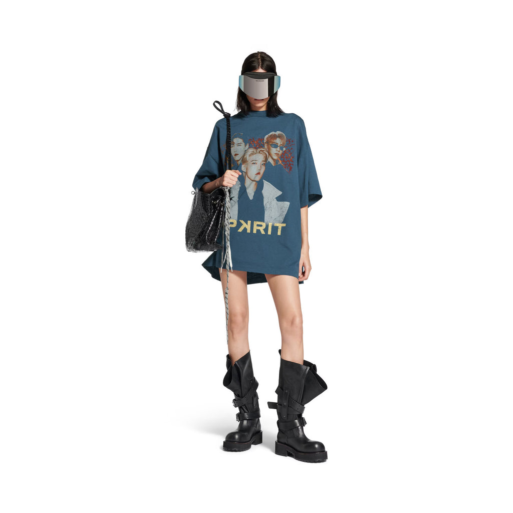 Balenciaga Men Women PP KRIT Printed Round Neck Short Sleeve Summer Cotton Solid Color Oversized T-Shirt Ngvp #1387
