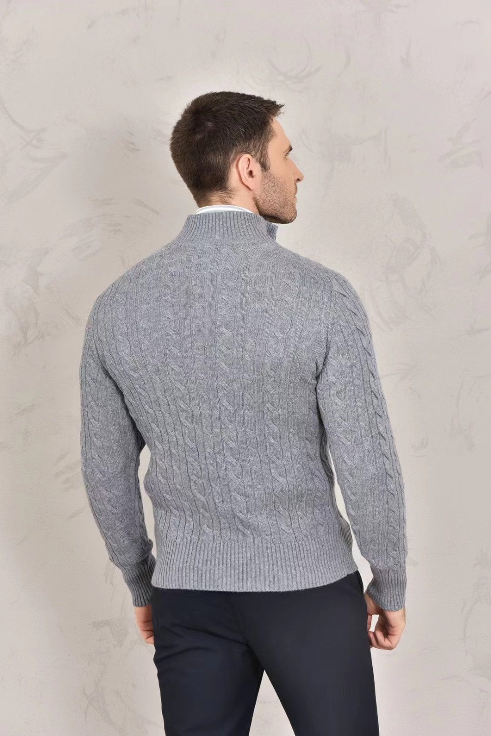 Loro Piana Men's Fall/Winter Half High Neck Zipper Long Sleeve Cashmere Fitted Knit Sweater Ngvp #9738