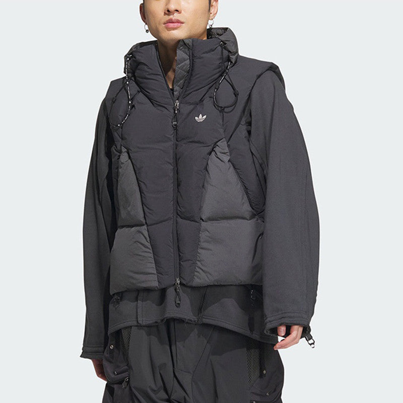Adidas Men's and Women's Spring and Autumn Solid Color Quilted Logo Drawstring Zipper Down Vests Jacket #73672