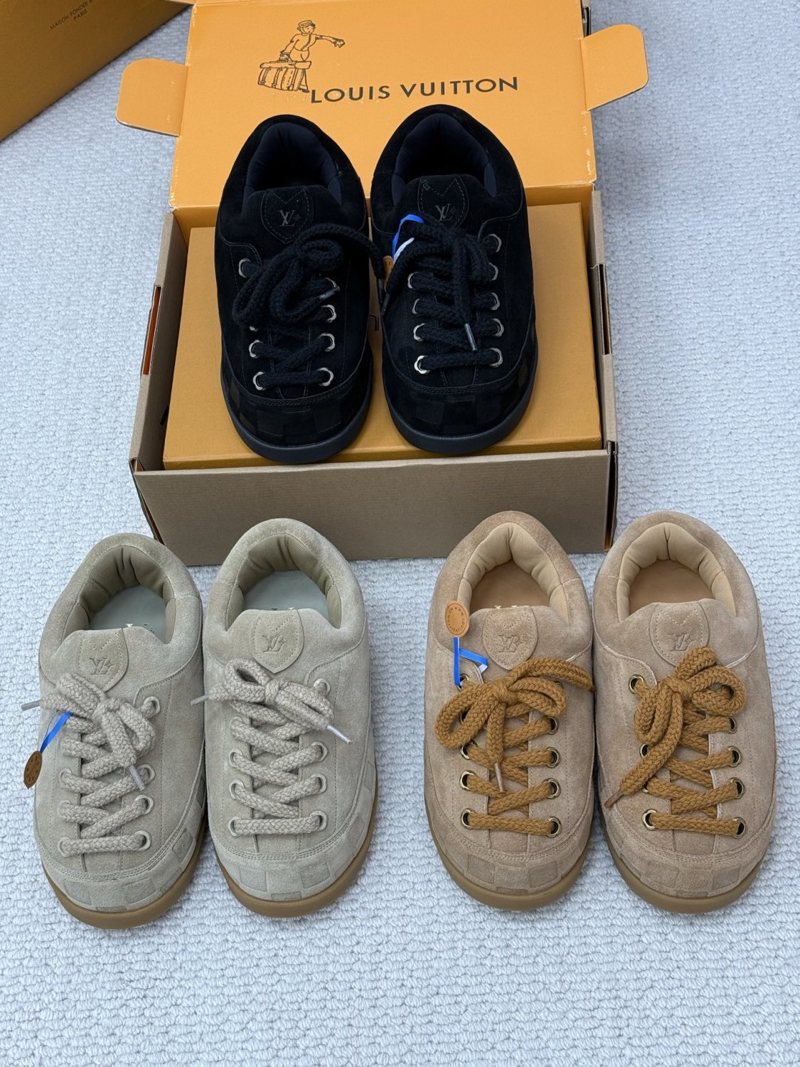 Louis Vuitton Lv Yeti Lace-up Shoes For Men And Women Autumn/winter Printed Patchwork Round-toe Chunky Suede Warm Boots Couples' Shoes #81455