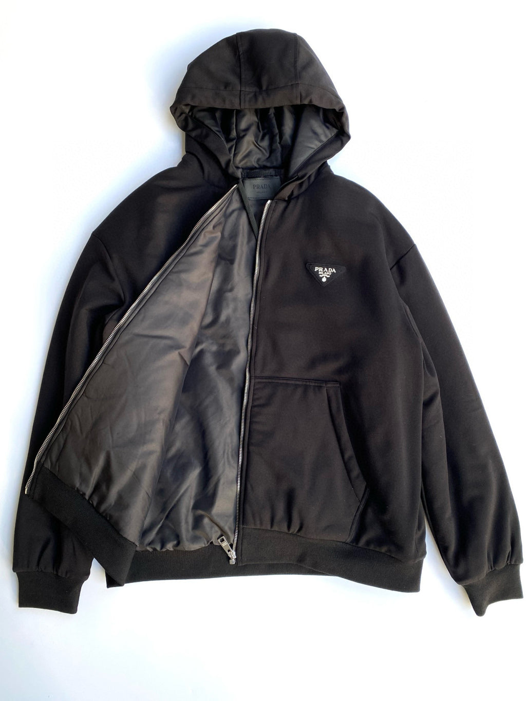 Prada Men's Winter Cotton Zip Drawstring Hooded Jacket Stretch Sweatpants Pants Suit Set #97743