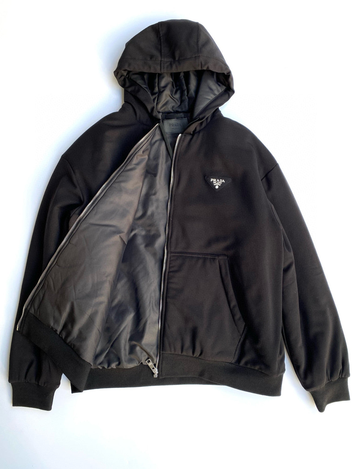 Prada Men's Winter Cotton Zip Drawstring Hooded Jacket Stretch Sweatpants Pants Suit Set #97743