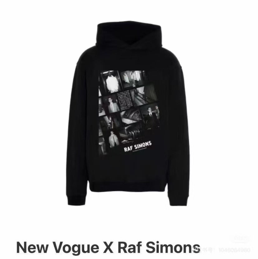 Raf Simons Men's Autumn And Winter Portrait Letter Print Os Loose Washed Sweatshirt Vibe Wind Hoodie High Street Trend Hooded Sweatshirt Ngvp #2459
