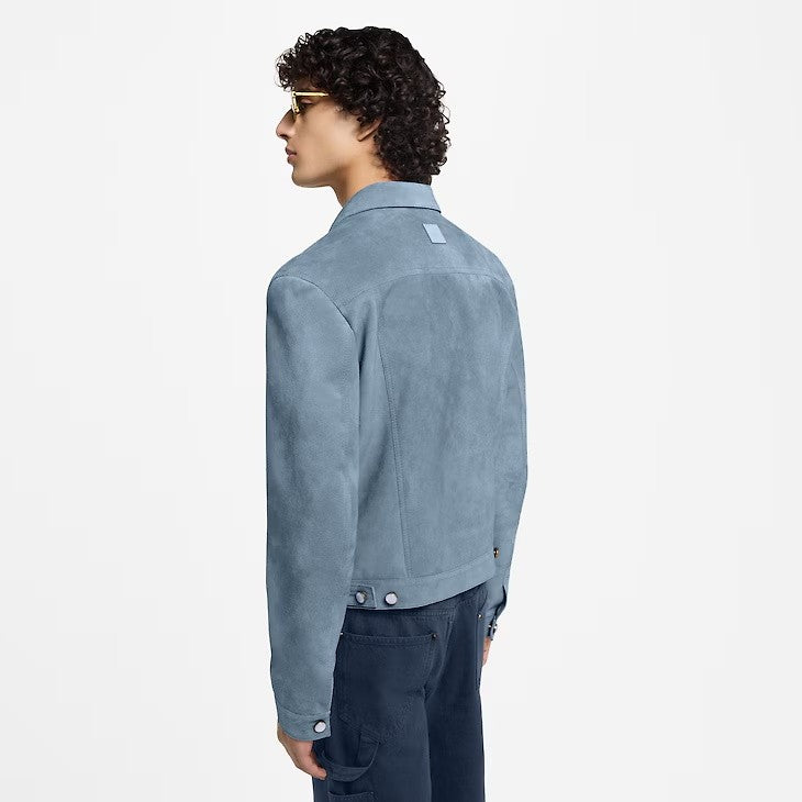 Louis Vuitton TYPE II Men's Spring/autumn Fashion Casual Collared Single Breasted Classic Printed Suede Leather Long Sleeved Jacket #78379