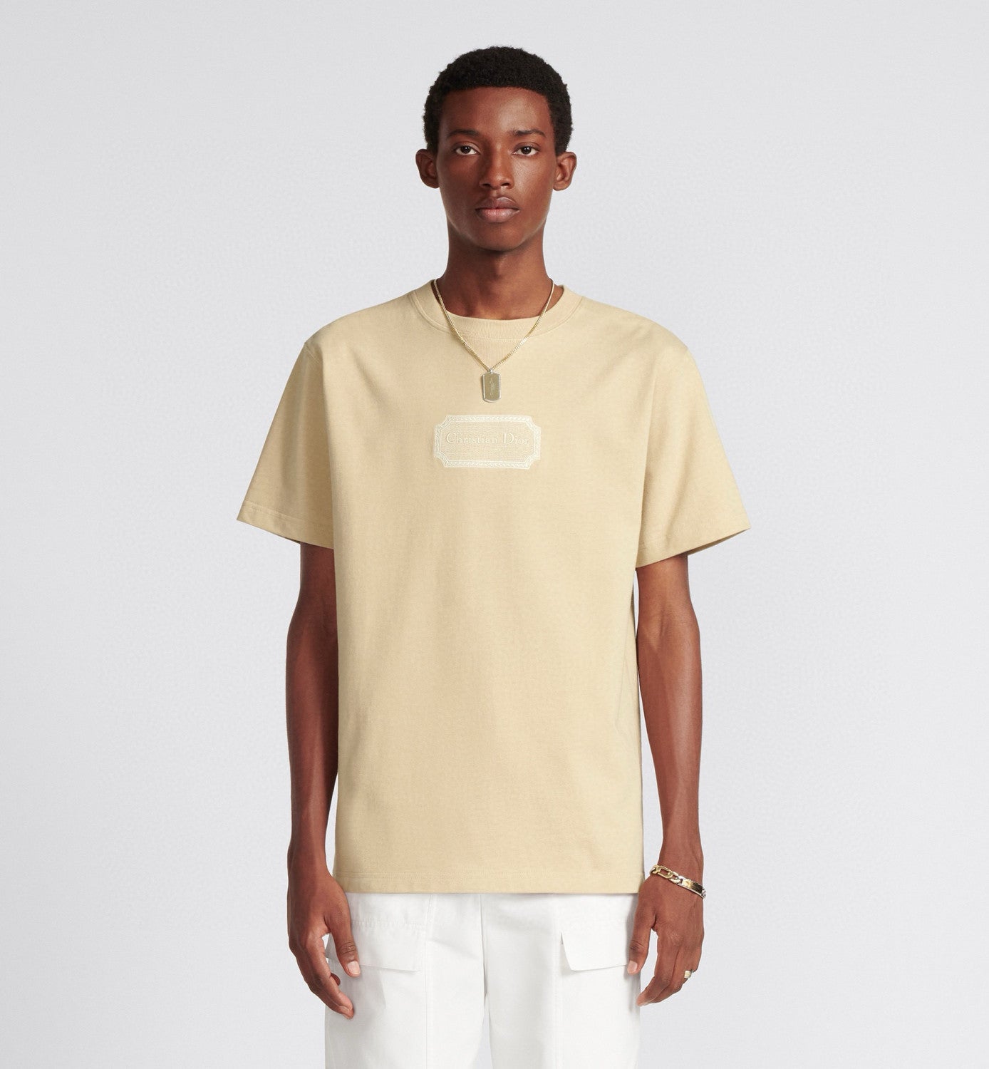 Dior Men's Summer Embroidered Logo Solid Colour Round Neck Cotton Short Sleeve T-Shirt #97793