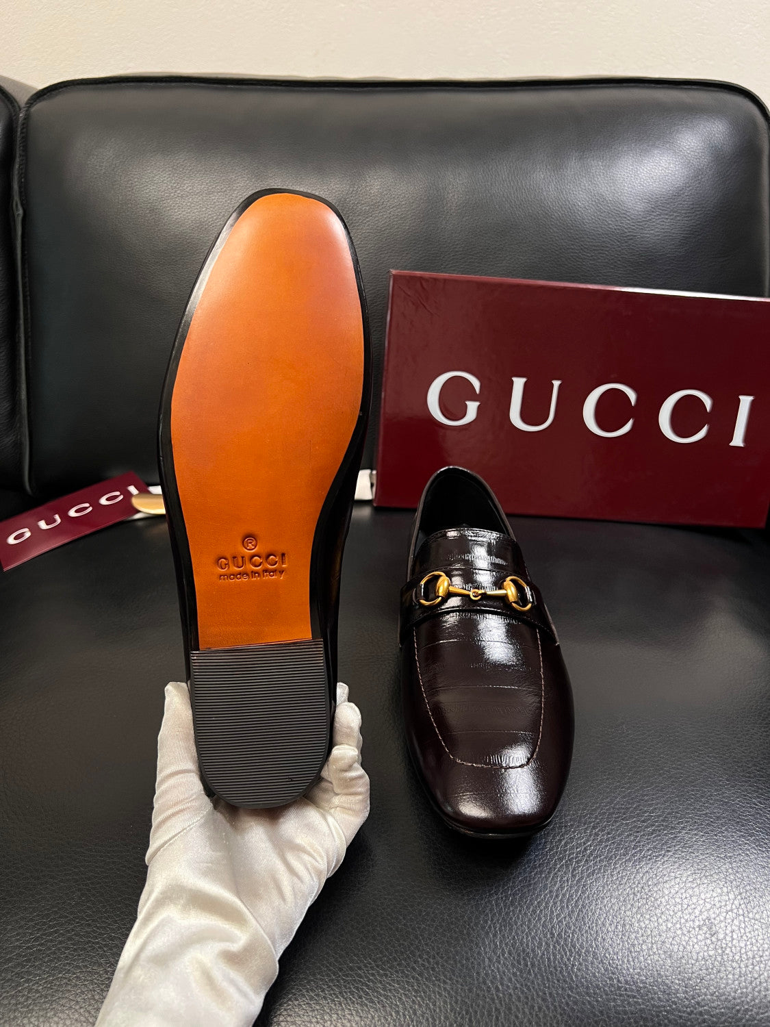 GUCCI Men's Ragazzo Eel Loafer in Dark Brown #388024