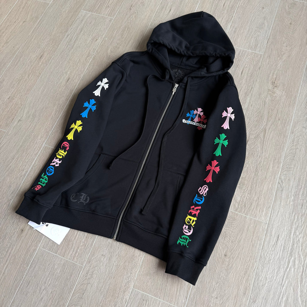 Chrome Hearts Classic 925 Silver Zipper Pull Colorful Horseshoe Zip Sweatshirt #333188