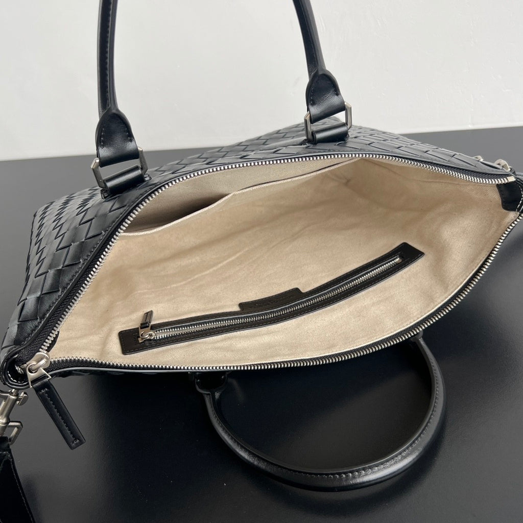 Bottega Veneta Intrecciato Men's Solid Color Adjustable Detachable Shoulder Strap Woven Calfskin Briefcase Handbag Bag Bags #77518