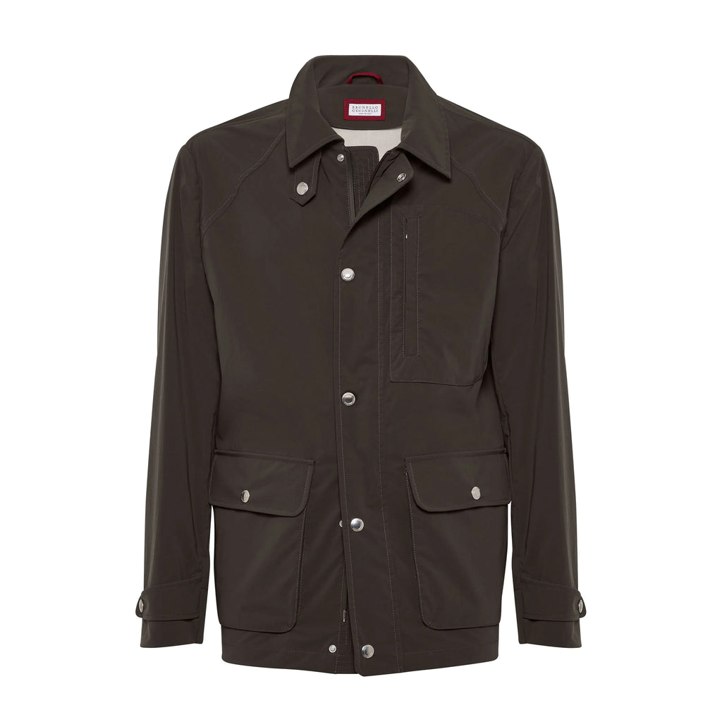 Brunello Cucinelli Men's Spring And Autumn Solid Color Lapel Long Sleeve Water-Resistant Bonded Cotton Unlined Field Jacket Ngvp #1812