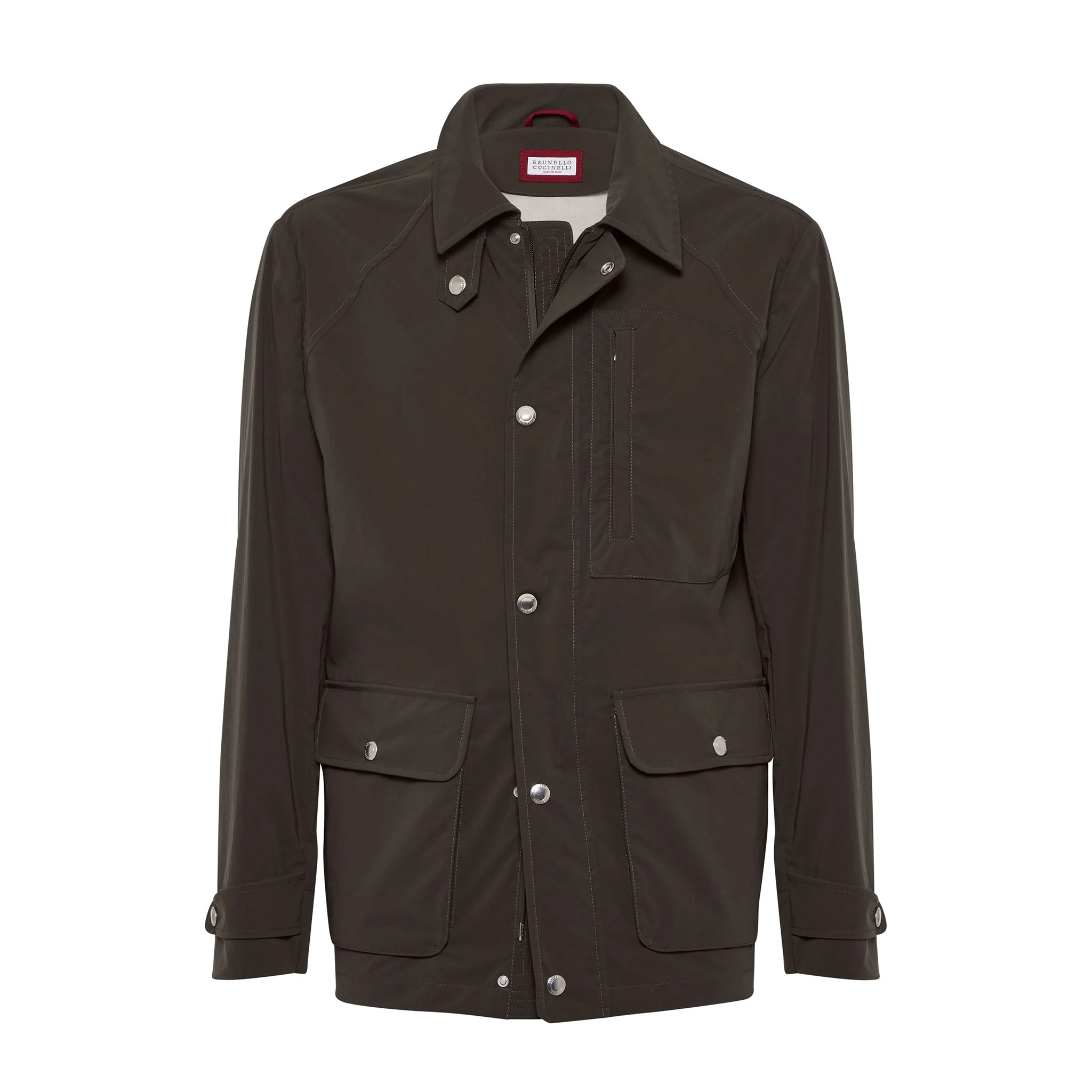 Brunello Cucinelli Men's Spring And Autumn Solid Color Lapel Long Sleeve Water-Resistant Bonded Cotton Unlined Field Jacket Ngvp #1812