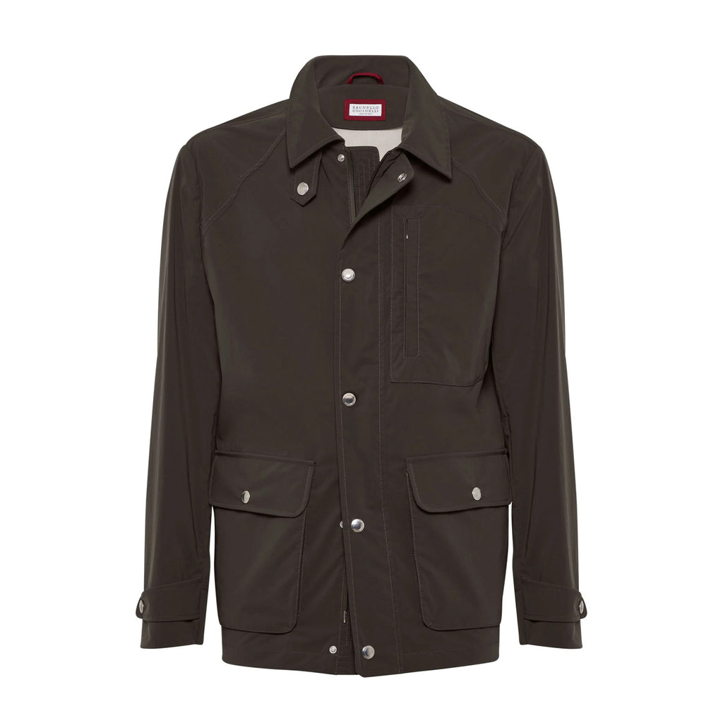 Brunello Cucinelli Men's Spring And Autumn Solid Color Lapel Long Sleeve Water-Resistant Bonded Cotton Unlined Field Jacket Ngvp #1812