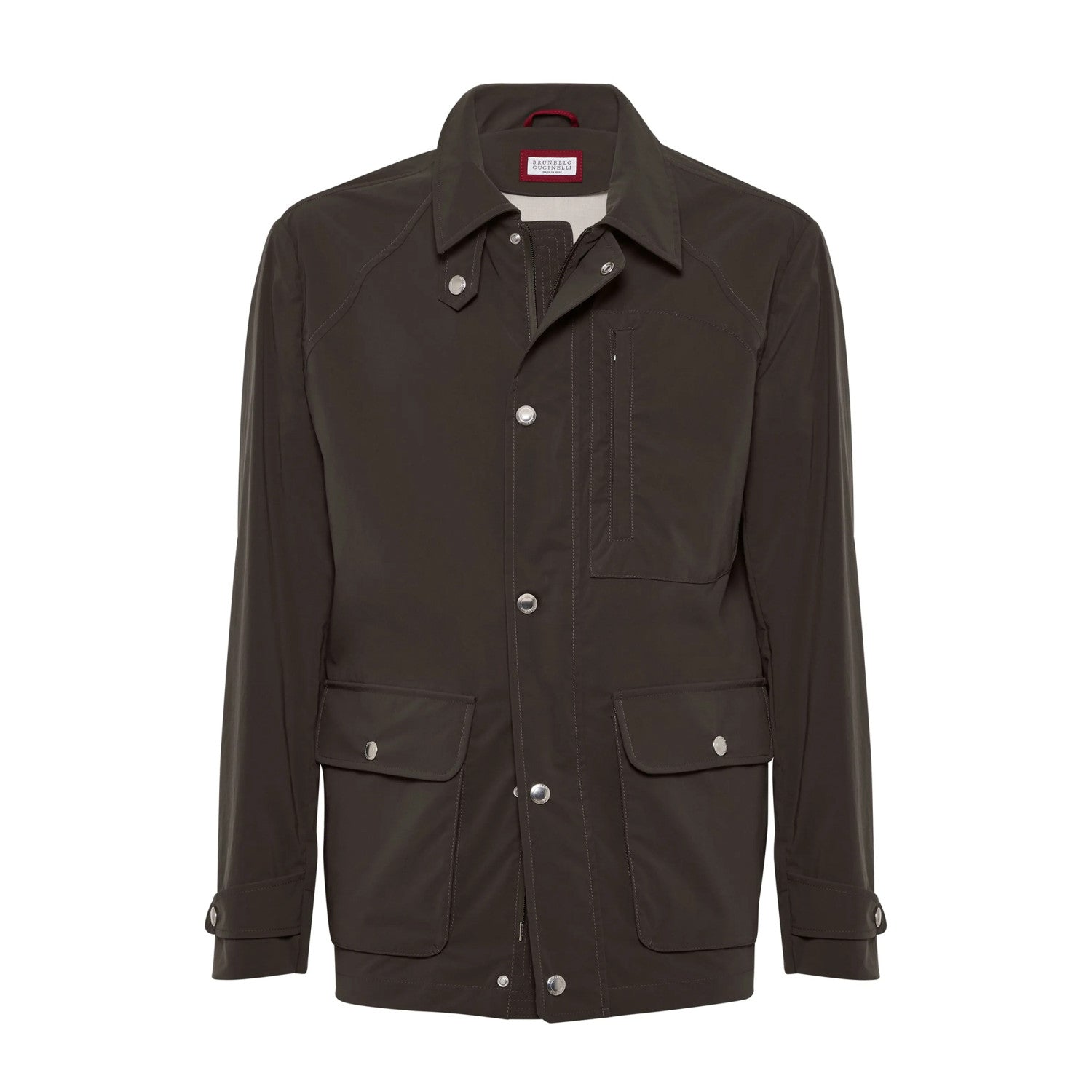 Brunello Cucinelli Men's Spring And Autumn Solid Color Lapel Long Sleeve Water-Resistant Bonded Cotton Unlined Field Jacket Ngvp #1812