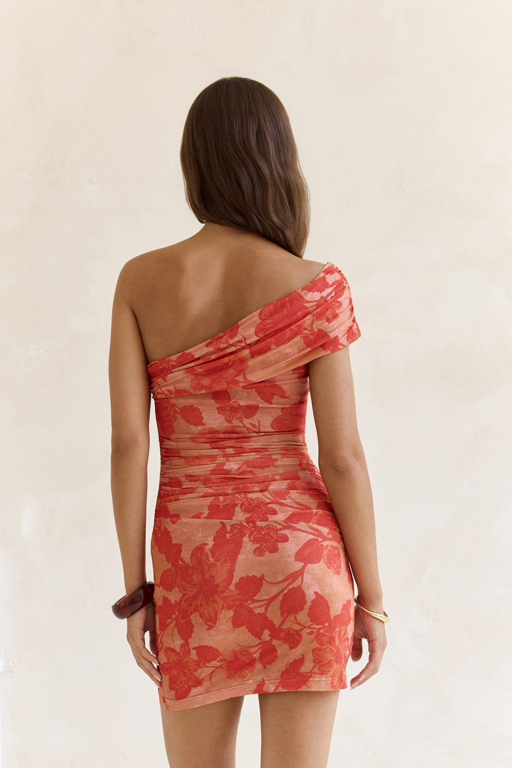 Dance With You Mesh One Shoulder Mini Dress Orange