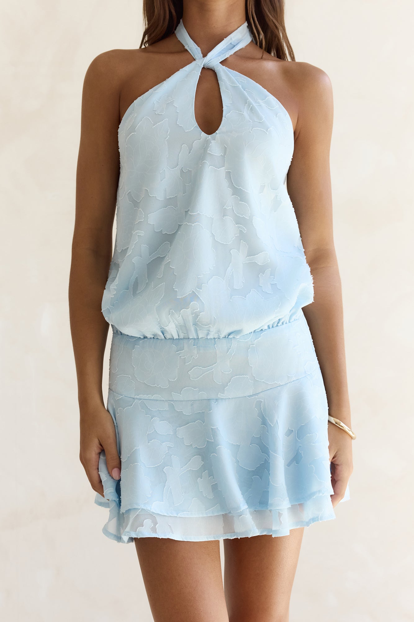 In Haven Halter Mini Dress Blue