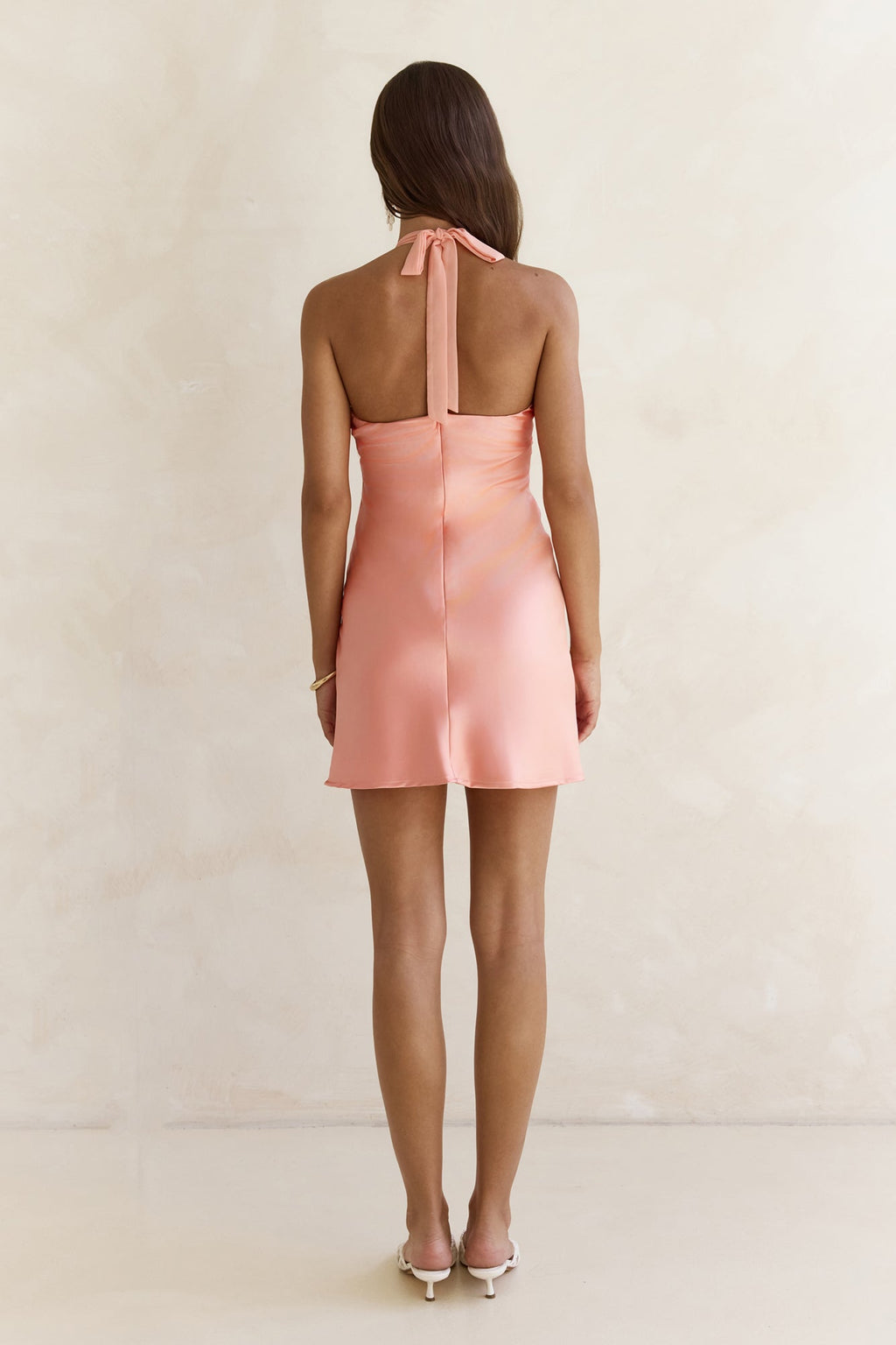 Higher And Higher Satin Halter Mini Dress Orange