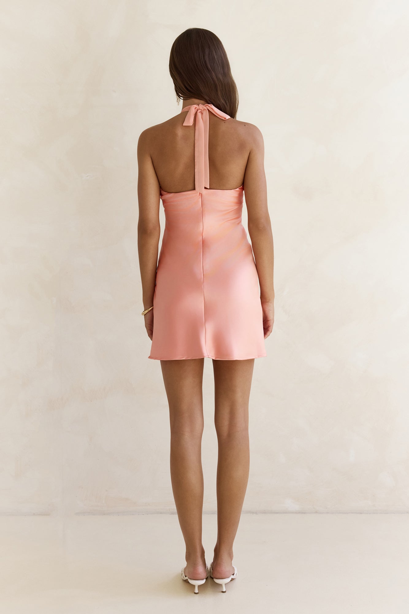 Higher And Higher Satin Halter Mini Dress Orange