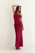 Hold Me Close Off Shoulder Maxi Dress Burgundy
