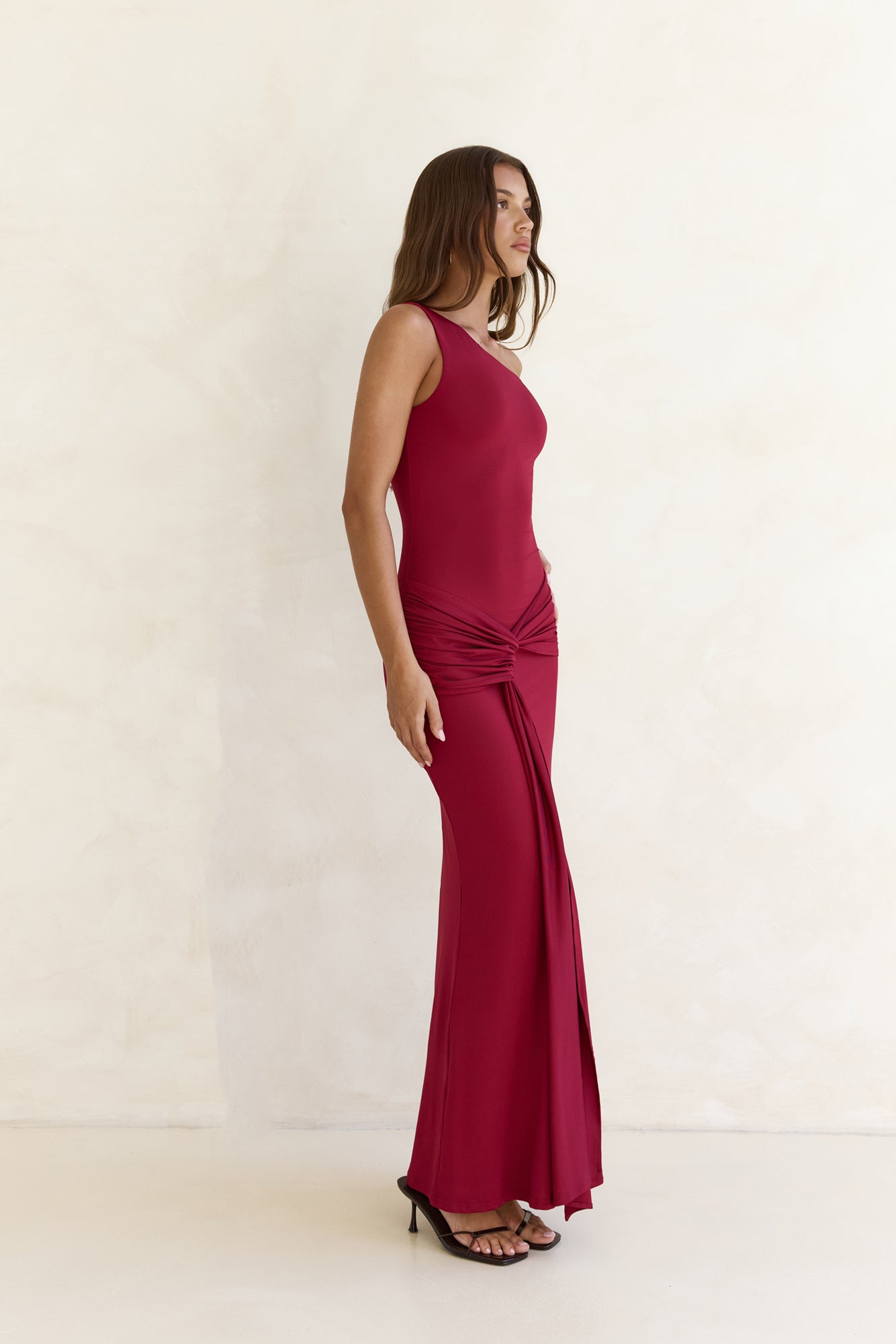 Hold Me Close Off Shoulder Maxi Dress Burgundy