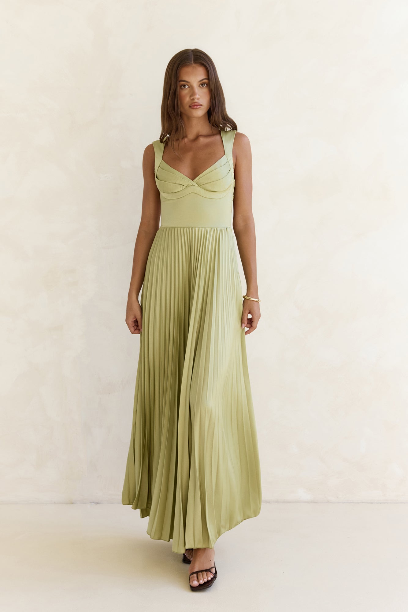 Song Of The Sky Plisse Maxi Dress Green