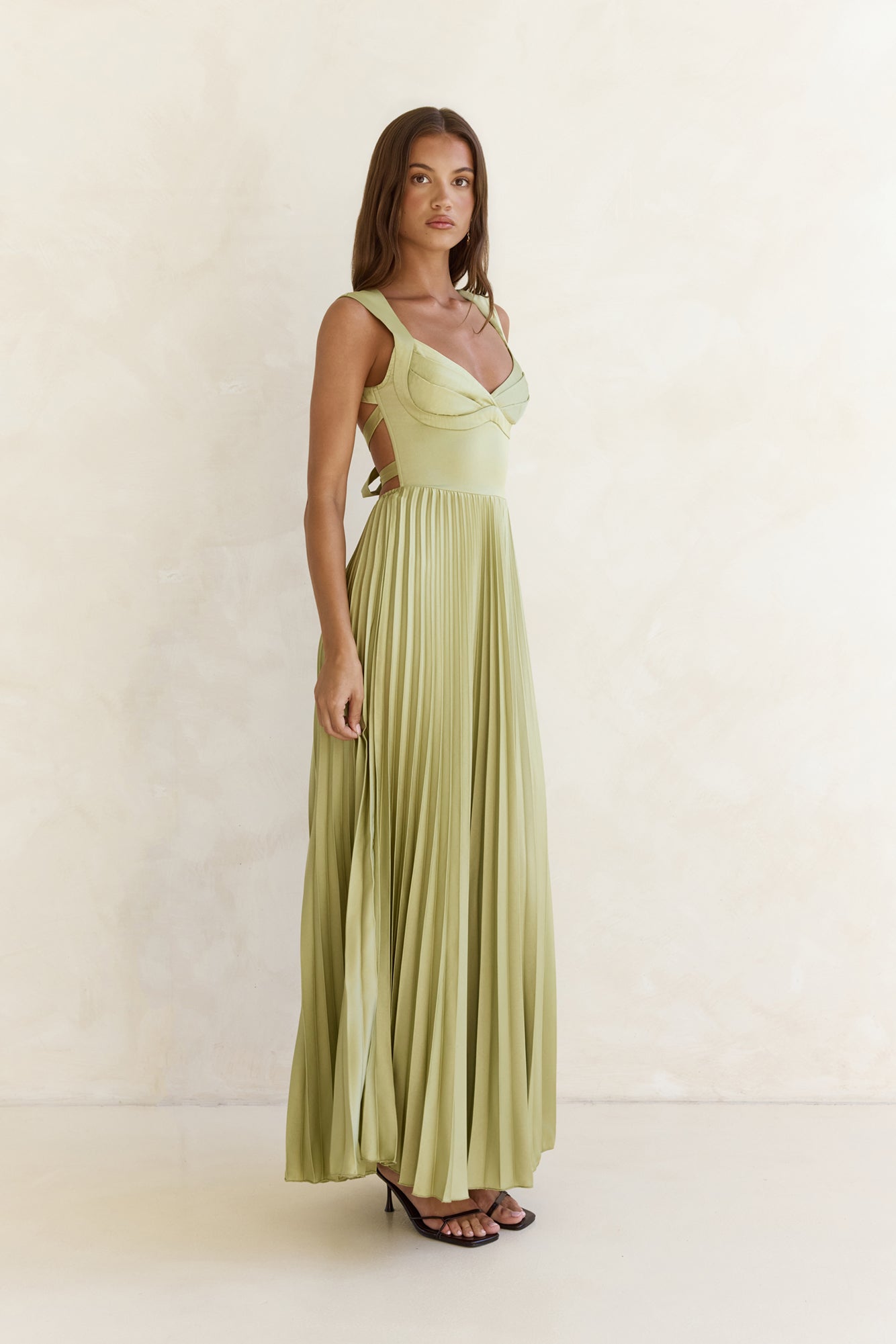 Song Of The Sky Plisse Maxi Dress Green