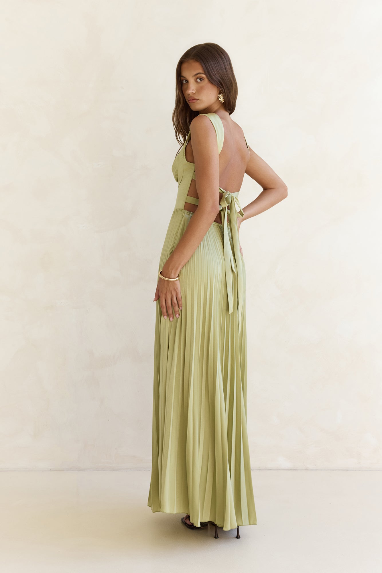 Song Of The Sky Plisse Maxi Dress Green