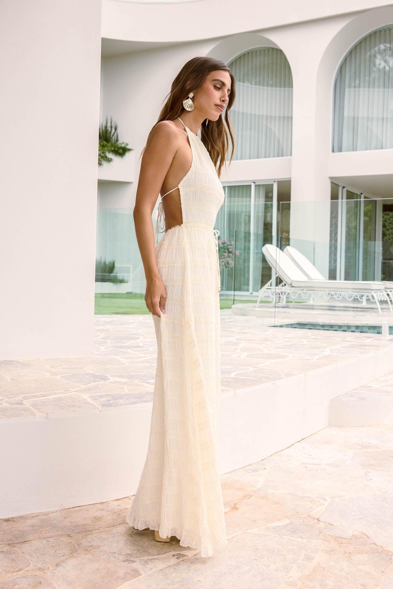 Different Dreams Halter Maxi Dress Cream