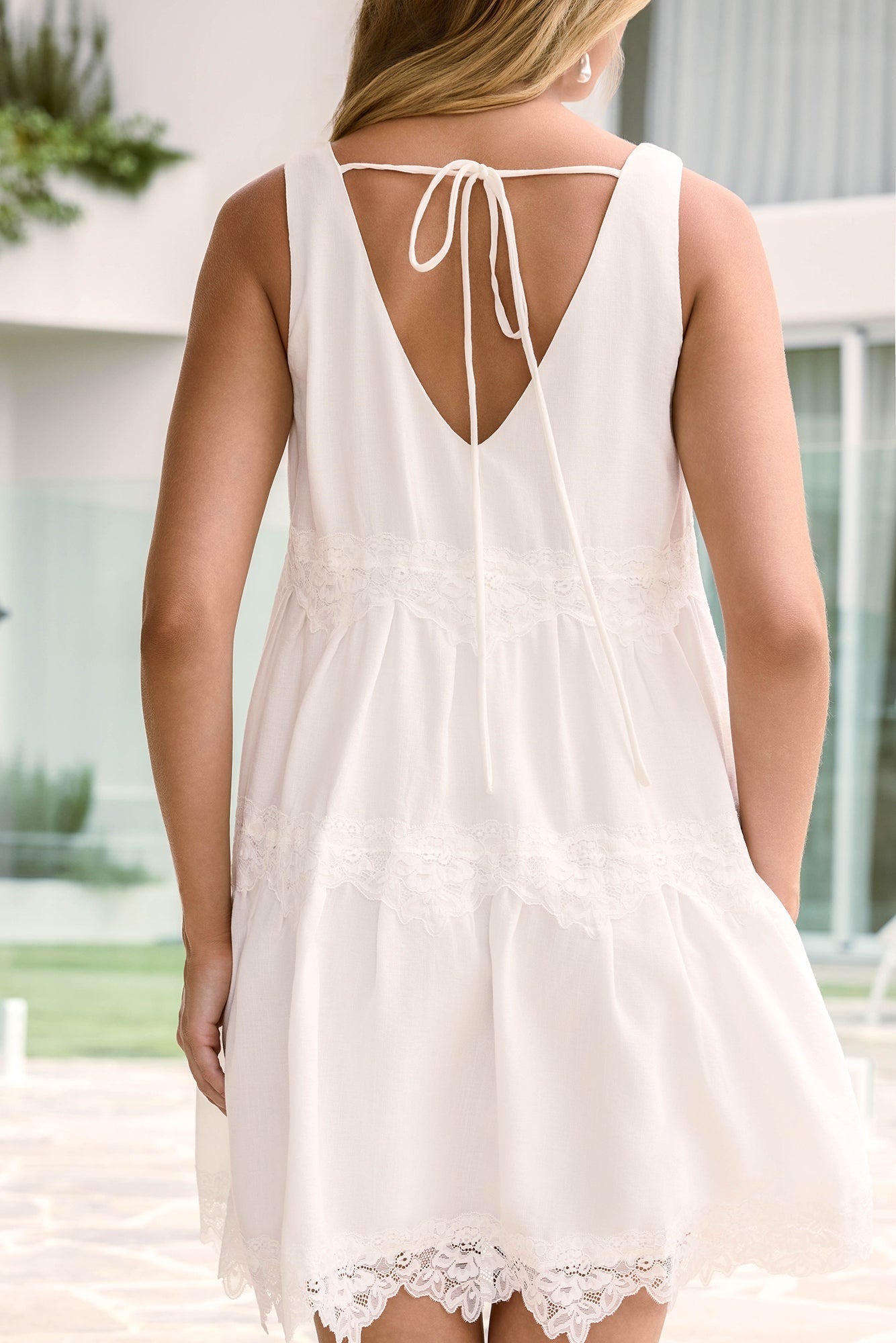 Here For You Lace Mini Dress Off White