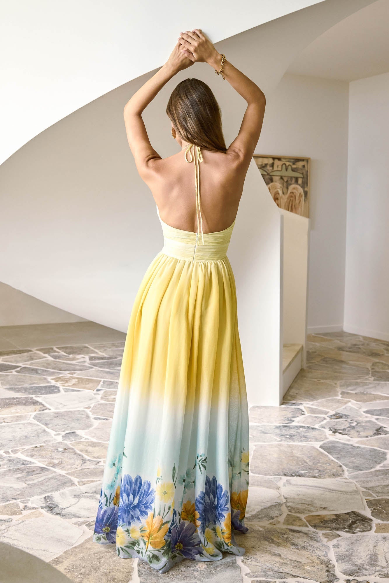 Sunny Blooms Halter Maxi Dress Ombre