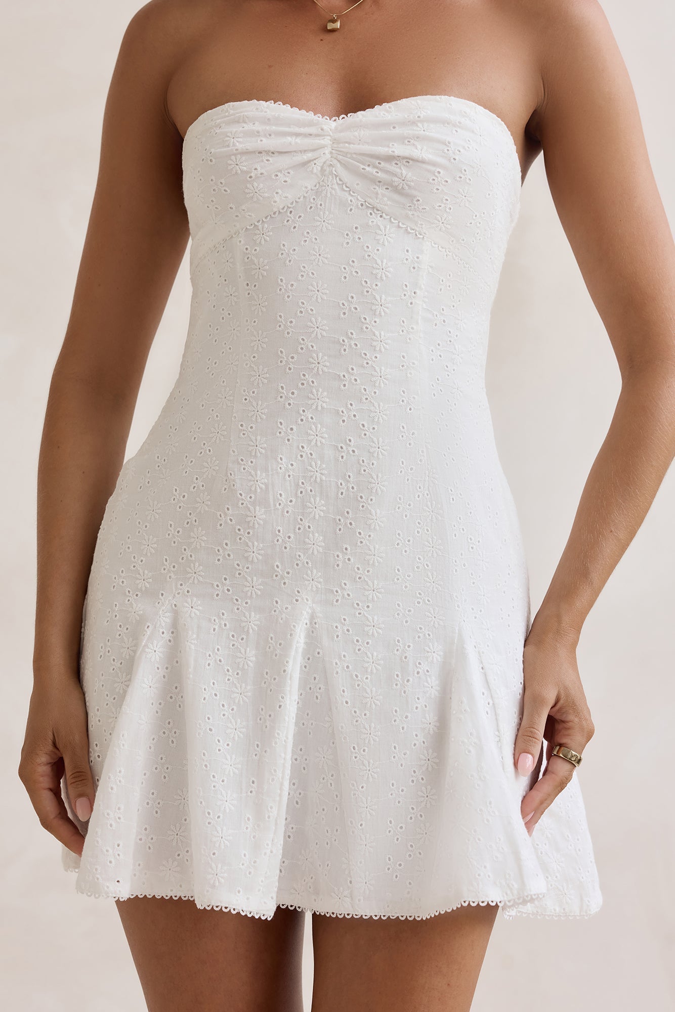 Daydream Diaries Strapless Mini Dress Off White