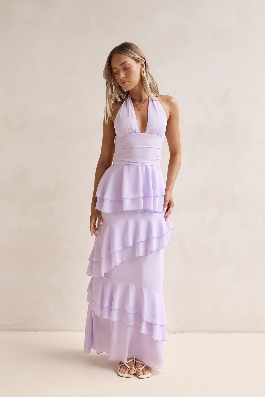 Path Of Fate Halter Maxi Dress Lilac