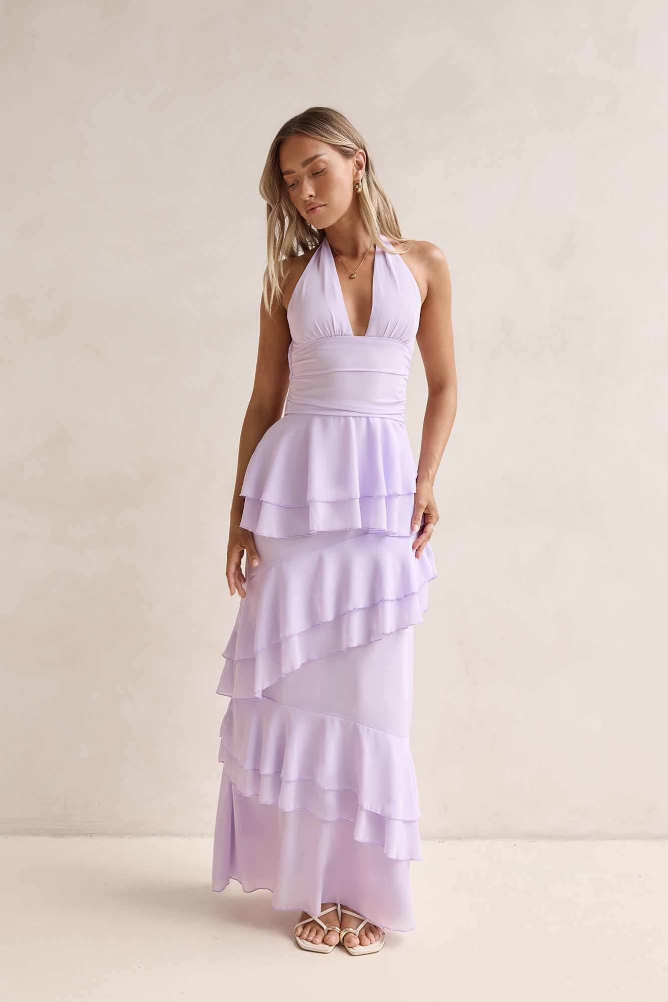 Path Of Fate Halter Maxi Dress Lilac